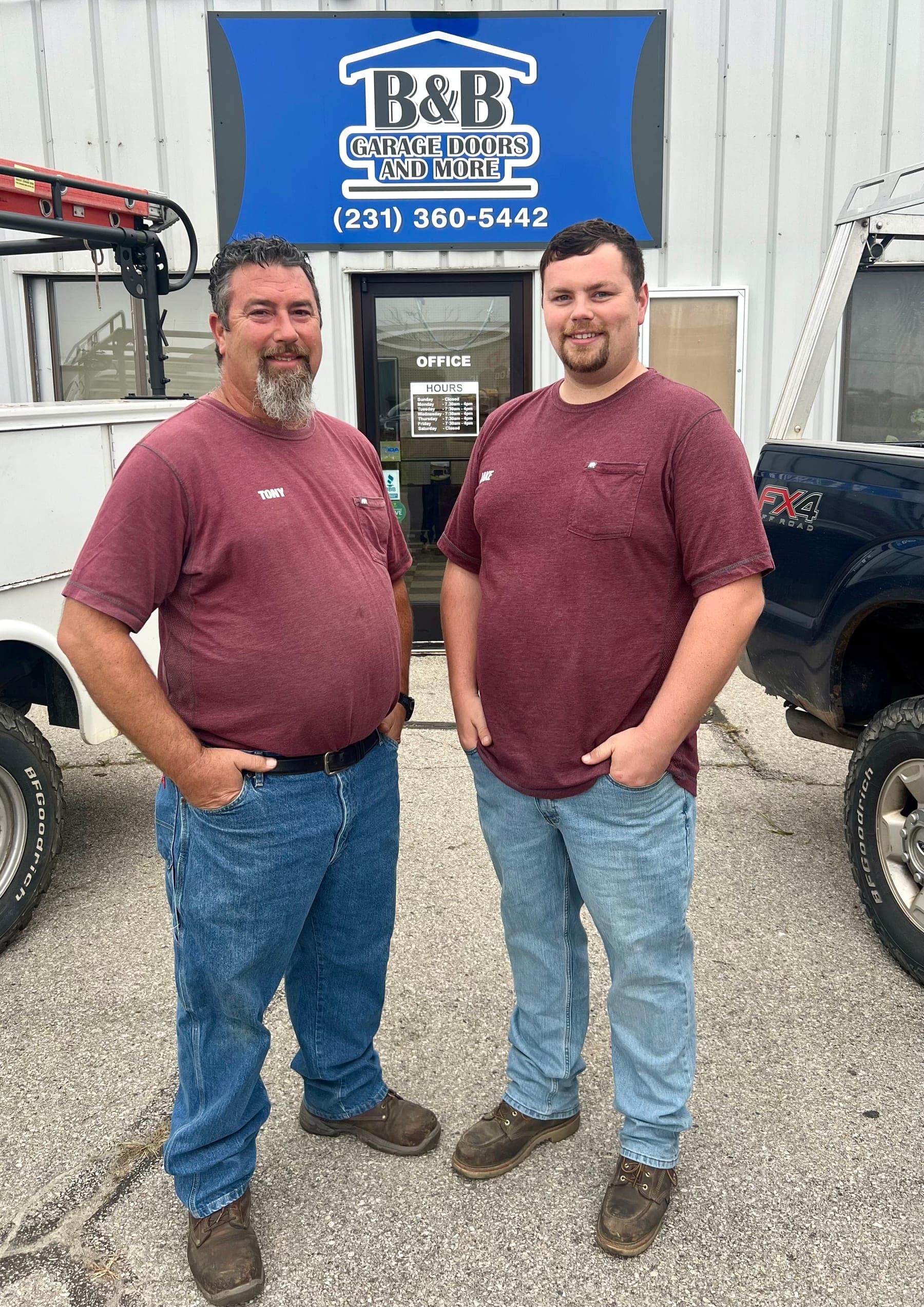 Tony and Jake Bailey outside the B&B shop